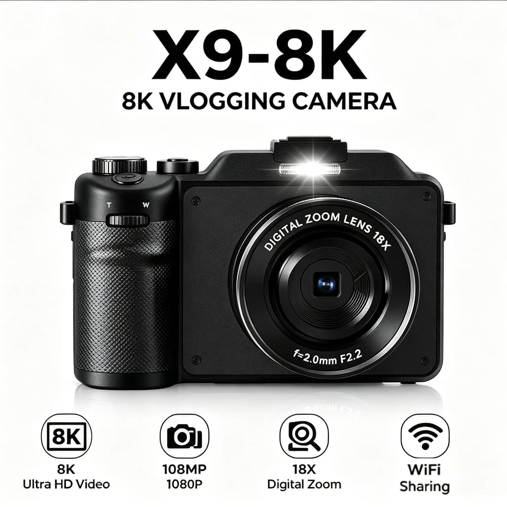 8K HD 80MP Digital camera Selfie Autofocus Image stabilization Entry-level Student model Webcam Life Camera Wide-angle