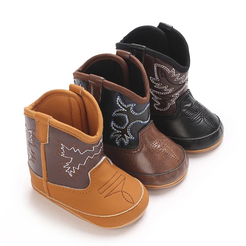 Scarpe da bambino in gomma alla moda e popolari Stivali con intersuola in denim occidentale scarpe da passeggio casual calde e antiscivolo autunnali e invernali