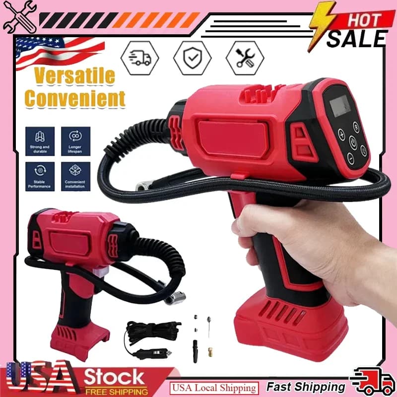 Pompa d'Aria Elettrica Senza Fili Gonfiatore Automatico per Pneumatici Auto Compressore d'Aria Portatile Utensile Elettrico Compatibile con Batteria Milwaukee 18V