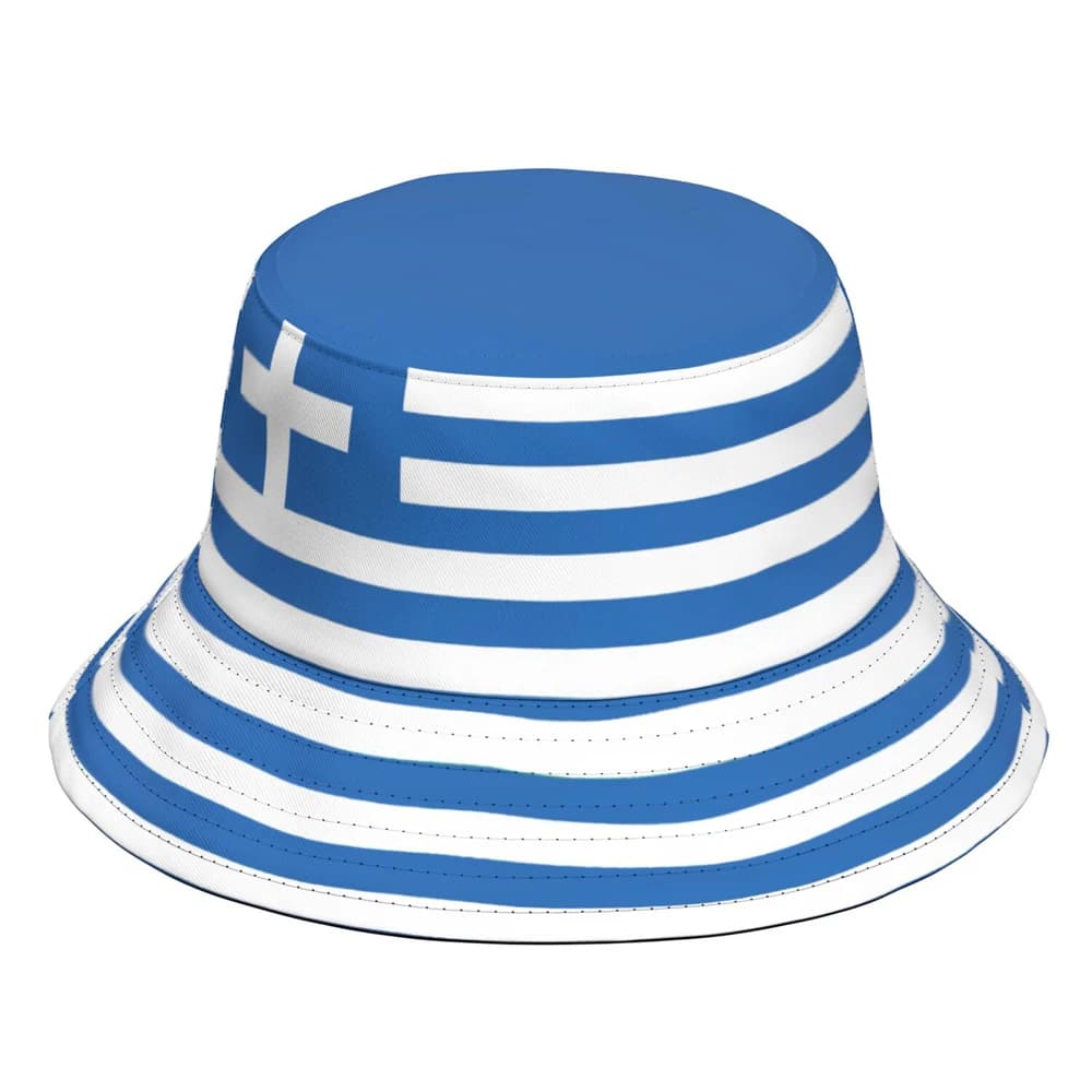 Greece Fisherman Hats Custom Made Name Number Team Logo Bucket Cap Country Travel Greek Nation Hellenic Flag Photo Headgear