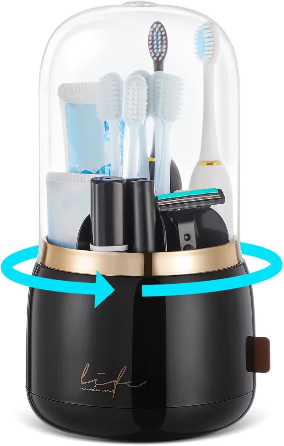 5-part Rotating Brush Holder with Cover and Drainage, Children's Electric Brush Holder, Bath Organizer