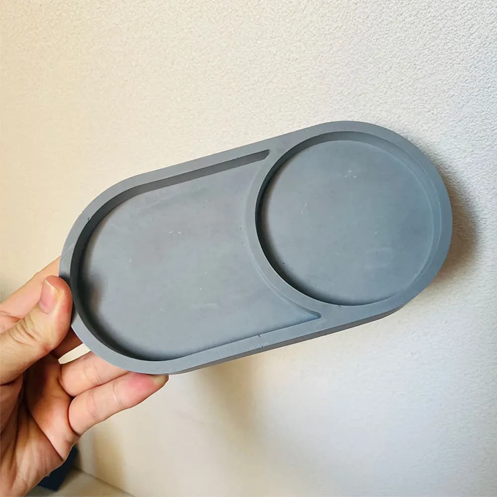 Oval Storage Tray Concrete Mold Trinkets Heart-shaped Display Plate Plaster Mold Candle Holder Terrazzo Silicone Mold