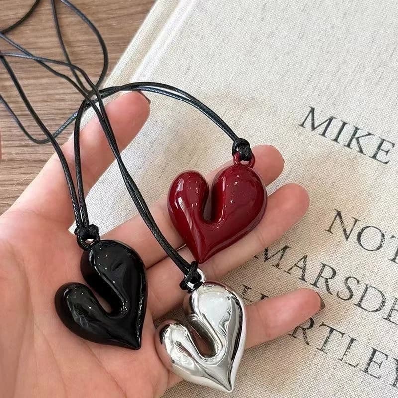 New necklace with heart shaped pendant for woman man 85 cm adjustable pull-out chain gift accessory for fashion jewelry