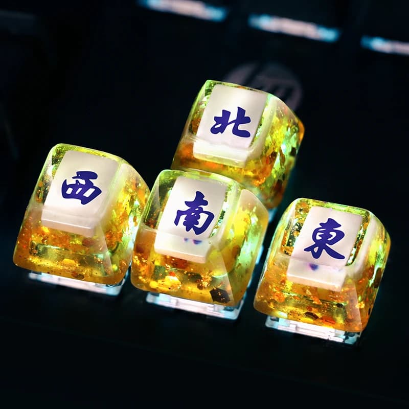 Mahjong Direction East South West North Copritasto in resina fatto a mano per tastiera meccanica MX Switch Copritasto retroilluminato manuale fai-da-te
