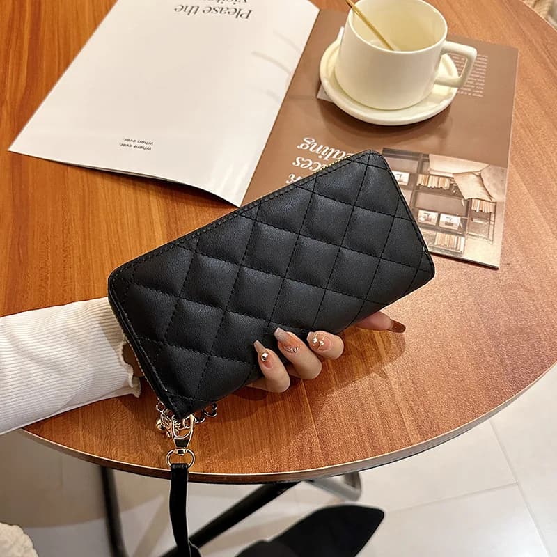 ins new european and american women's rombo small women's bag long student exchange cell phone bag women's leather cli