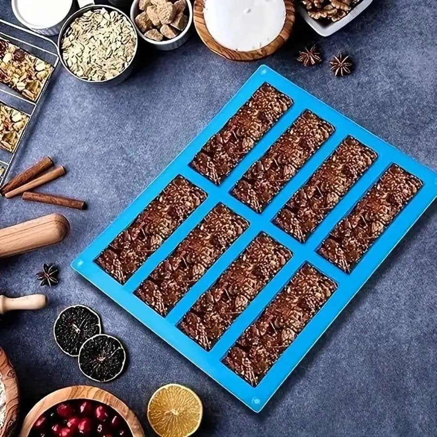 Stampo in silicone per barrette di granola, stampo per barrette di caramelle, stampo rettangolare per barrette proteiche, per la cottura di barrette di cioccolato, barrette di cereali, cheesecake