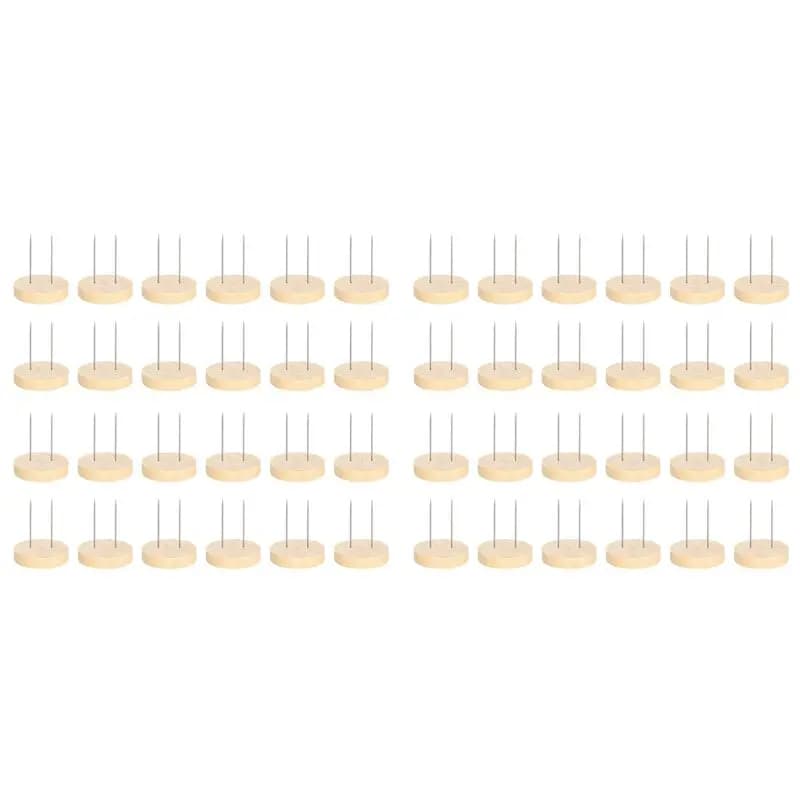 AT21-48Pcs Crochet Stand Double Steel Needle Stand Felt Animal Wooden Base Support Action Figure Stand