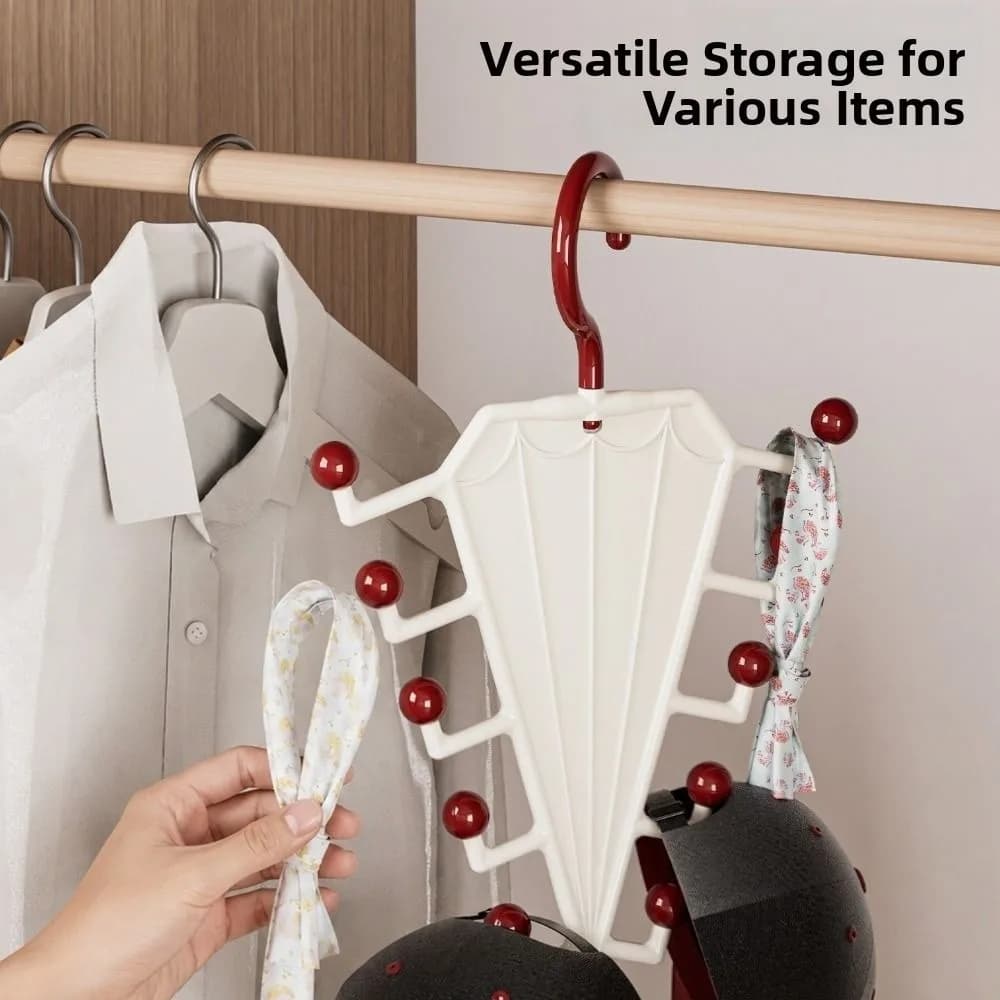 2Pcs 10 Hooks Laundry Hanger V-shaped Rotatable Hook Baseball Cap Hanger Non-slip Space Saving Wardrobe Clothes Organizer