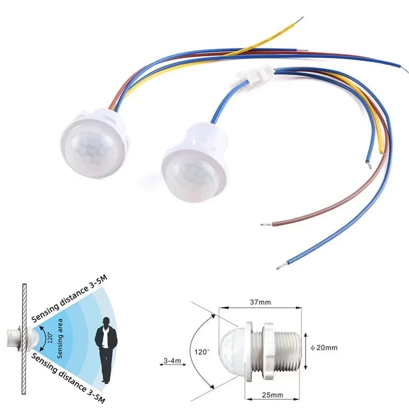 2pcs Mini Motion Sensor Light Switch 110-220V 40W PIR Sensor Smart Detection Time Delay Adjustable Infrared Induction Detector