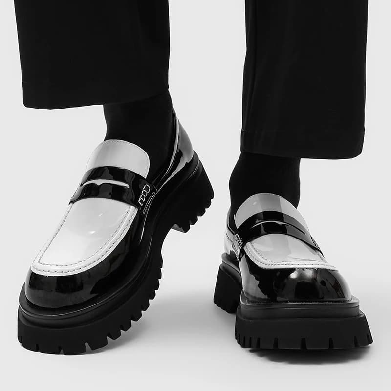 New Thick Soled Color Blocked Men Loafers with Gear Soles for Increased Slip Resistance Fashionable Business Casual
