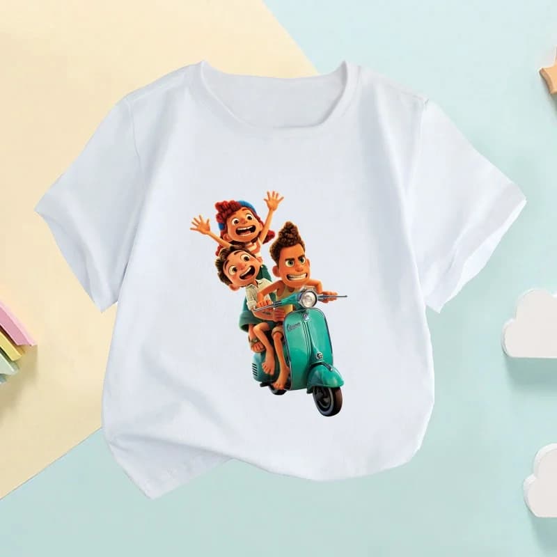 Luca Alberto Giulia Stampa Cartoon T-shirt per bambini Divertenti vestiti per bambini Estate Neonate Top Ragazzi Manica corta T-shirt bianche