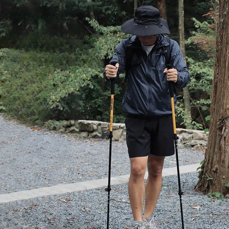 Outdoor Aluminum Alloy Telescopic Walking Stick Ultralight Anti-slip Trekking Stick Folding Portable Mountain Climbing Stick