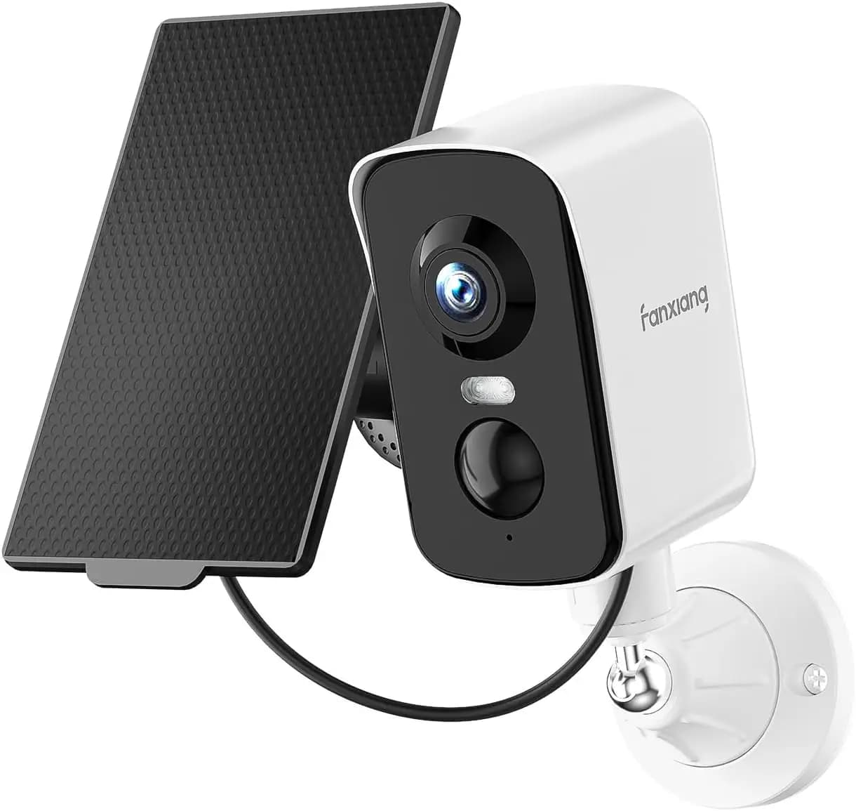 Telecamera di sicurezza esterna wireless 2K con pannello solare, archiviazione da 64 GB, batteria ricaricabile, 300 ° Pan, PIR, Visione notturna a colori
