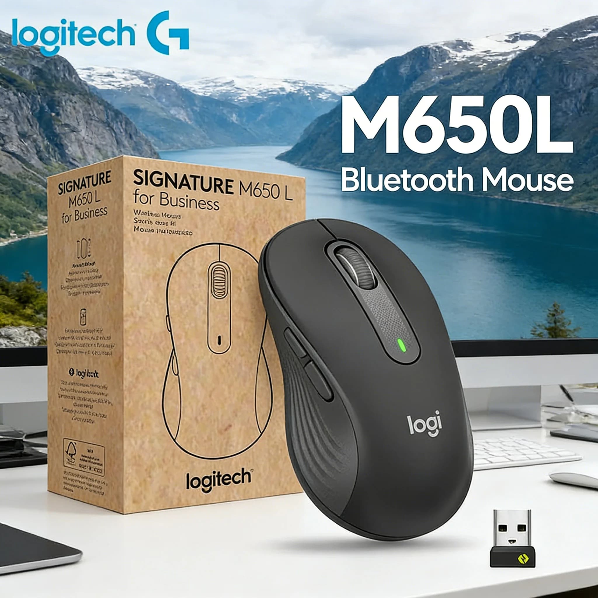 M650L Wireless Multi-Device Mouse with Bluetooth/Bolt Connection Adjustable DPI Tracking for Computer Laptop