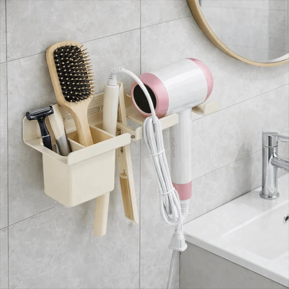Carbon steel wall holder for hairdryer, waterproof, space saving, for plate and hair curler, for salon and toilet