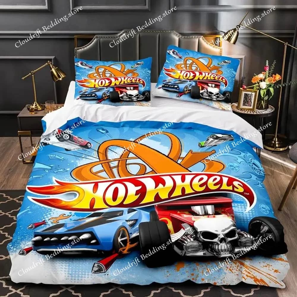 Set di biancheria da letto con copripiumino e federa stampati in 3D Monster Truck Hot Wheel, misure Twin, Full, Queen, King, per decorazioni da camera da letto e tessili per la casa