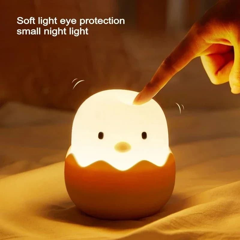 Led per bambini Touch Night Light Morbido silicone USB ricaricabile Arredamento camera da letto Regalo Animale Guscio d'uovo Pulcino Lampada da comodino Luce per bambini