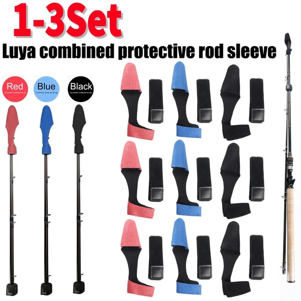 Set of 1-3 Pieces: Protection for Fishing Cane Tops, Protective Case, Fishing Cane Fixing Belt, Reusable, Outdoor Fishing Equipment Accessories