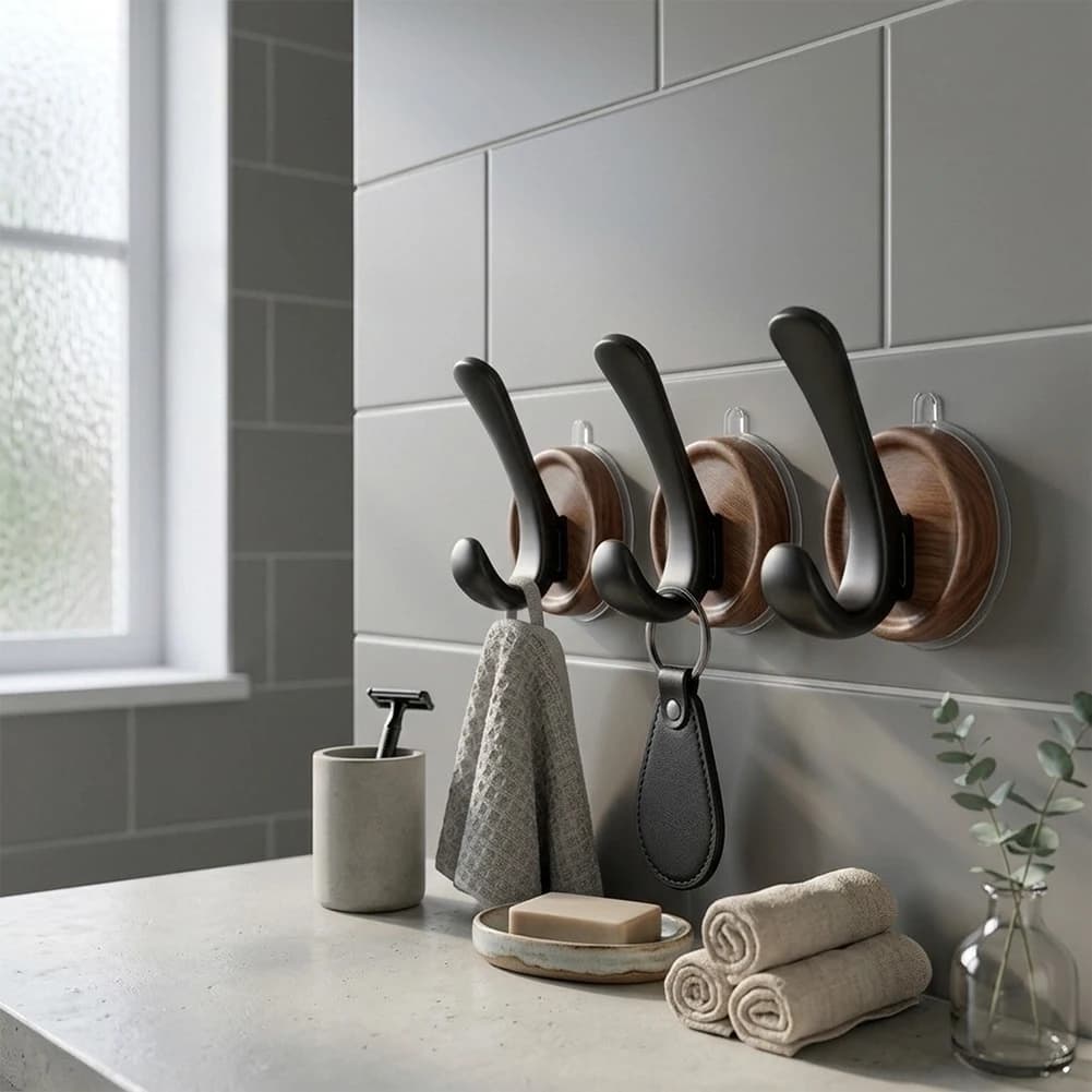 Suction Cup Hooks Set for For bathroom Kitchen Doors Wall Mounted No Drill Hook Behind Door for Towels Utensils 6.5x6x9.5cm