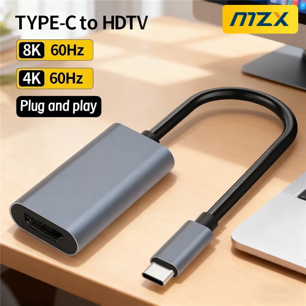 USB C compatible video converter cable to HDMI 4K 60Hz 8K 30Hz HDTV type for MacBook TV converter iPad Samsung Android