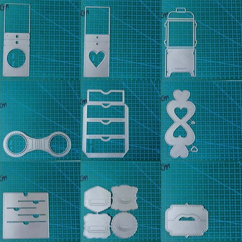 Tag heart pocket box fustelles metal decoration scrapbooking craft paper knife mold sting pattern stencil for embossing