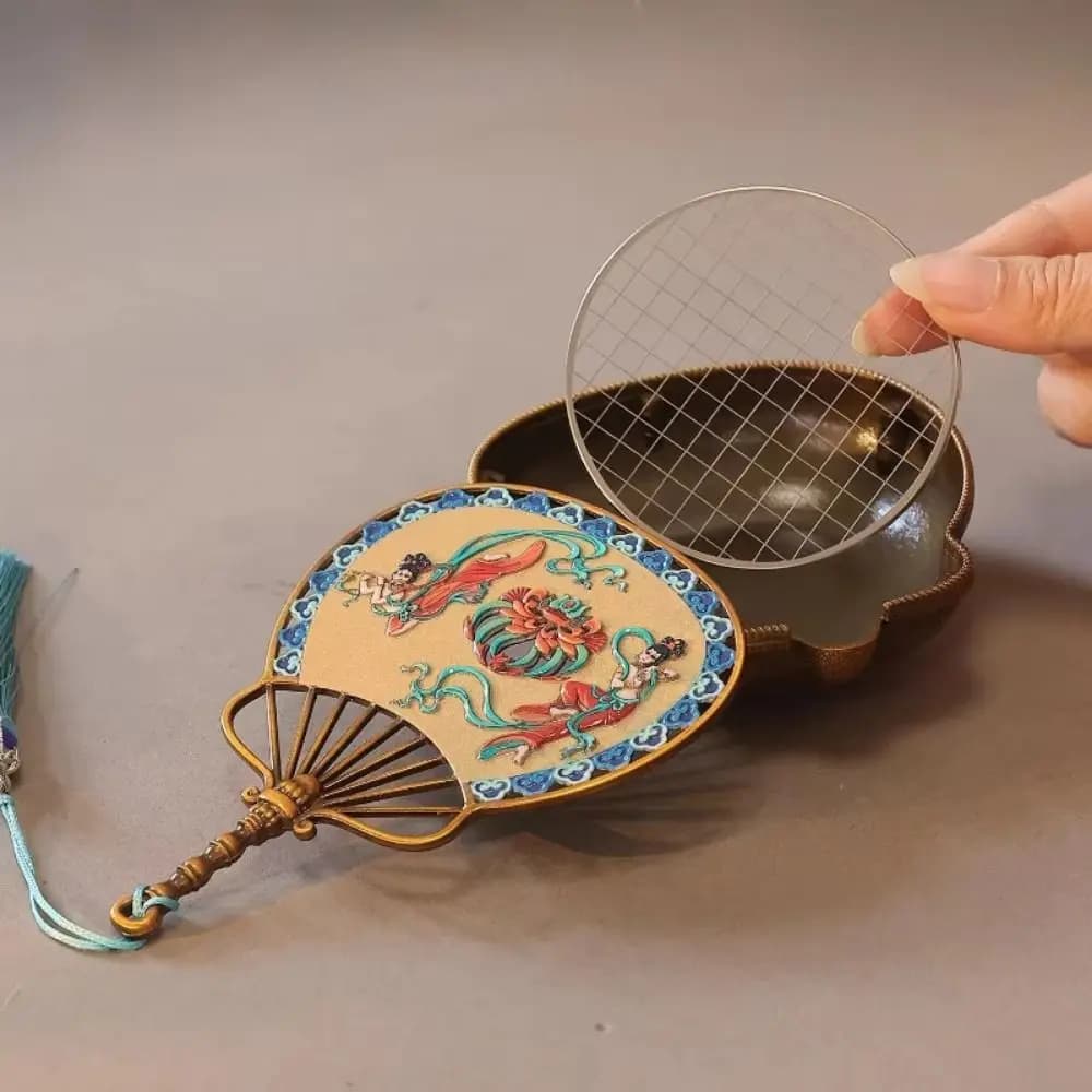 Retro Mini Enamel Incense Burner Chinese Style Enamel Color Mini Censer Holder Lute Shape Incense Net Rack Incense Stick Burner
