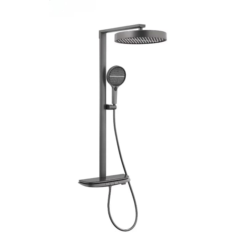 Modern bathroom shower set grey white gun, wall mounting, multifunction, for jet massage, pressurized holder, ceramic valve