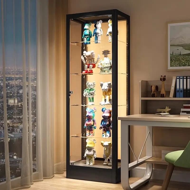 Figure display cabinet with lock glass living room model display rack building block toy transparent wine cabinet package instal