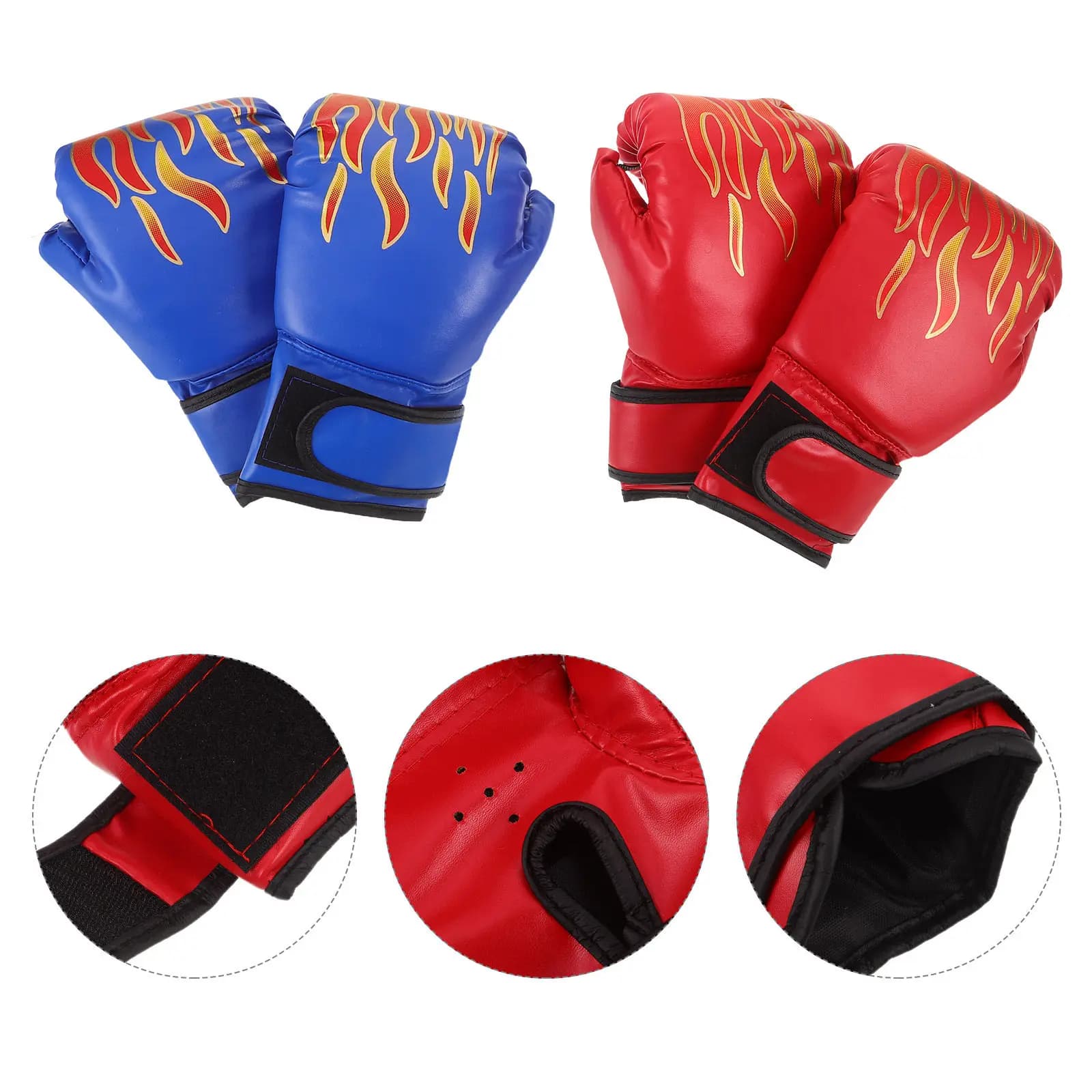 2Pairs Beginner Boxing Gloves PU Shockproof Training Sparring Gloves for Punching Bag Karate Taekwondo Mma