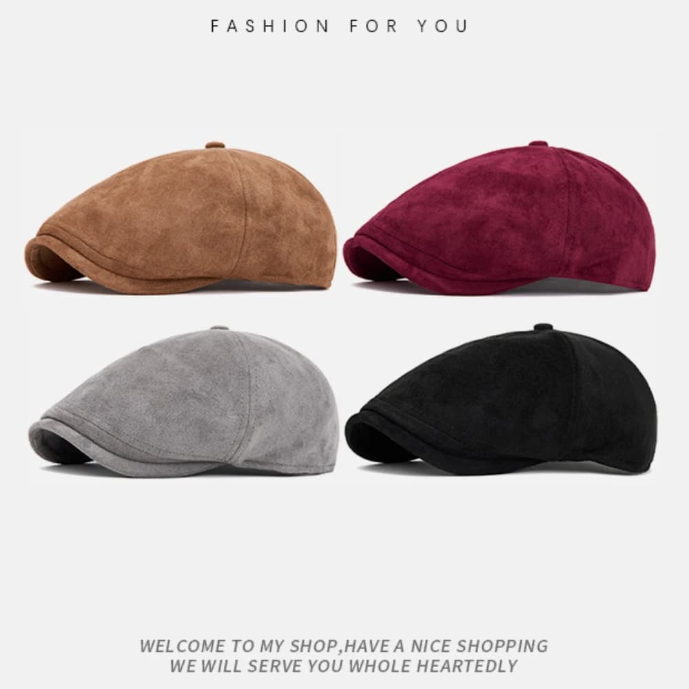 HT4971 Berretti da uomo Donna Autunno Inverno Cappello Vintage Artista Pittore Berretto Cappello Maschio Femmina Ivy Berretto piatto in pelle scamosciata Berretti ottagonali