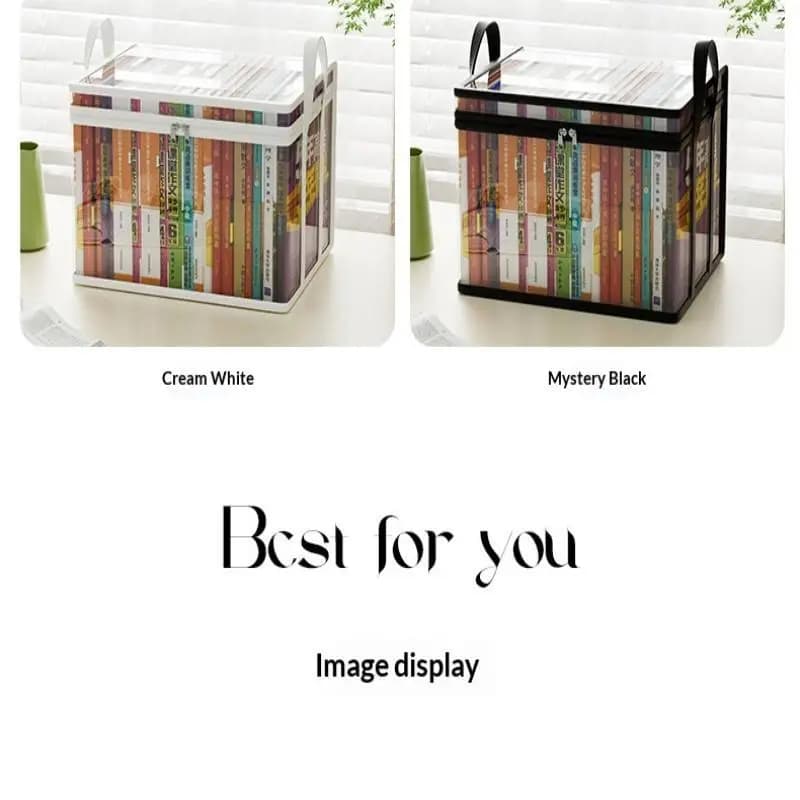 2pcs Foldable Space-Saving Organizer For Home Office Transparent Plastic Book Storage Box, Large Capacity