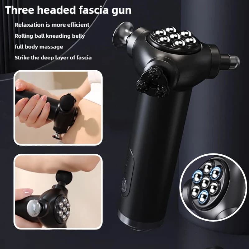 Nuova pistola per fascia multifunzionale elettrica a tre teste ad alta frequenza per il relax muscolare e massaggiatore con perline magnetiche addominali