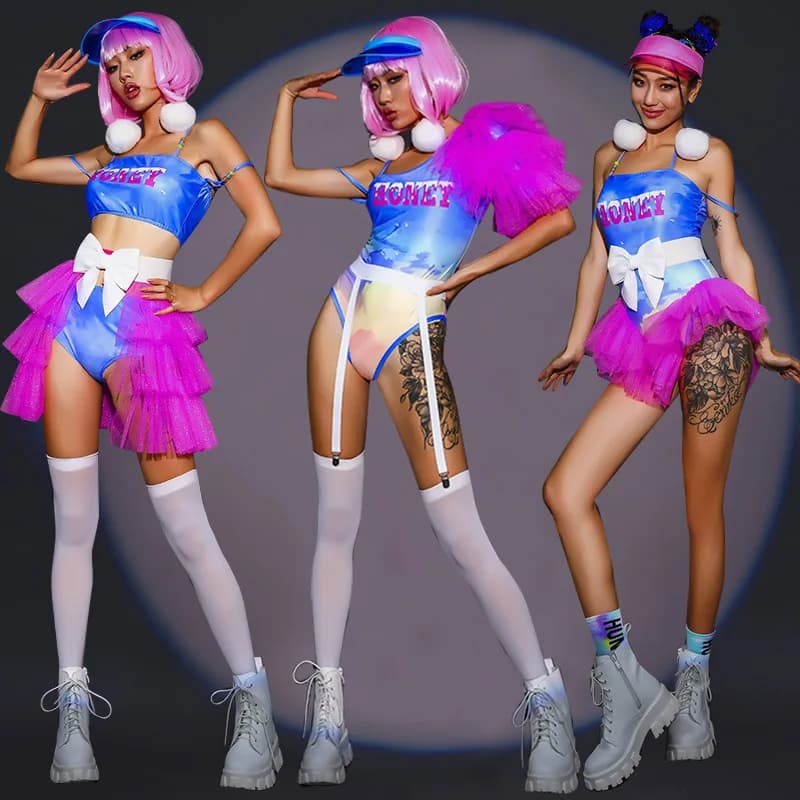 Costume Sexy da Ballerina per Performance, Outfit da Donna per Spettacoli in Bar e Palcoscenico, Nuovo Arrivo, Set con Top e Gonna