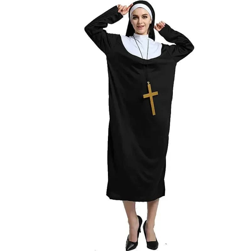New 2026 Womens Nun Costume Ladies Mother Superior Horrible Robe Cloak Erotic Sister Religious Fancy Dress COS
