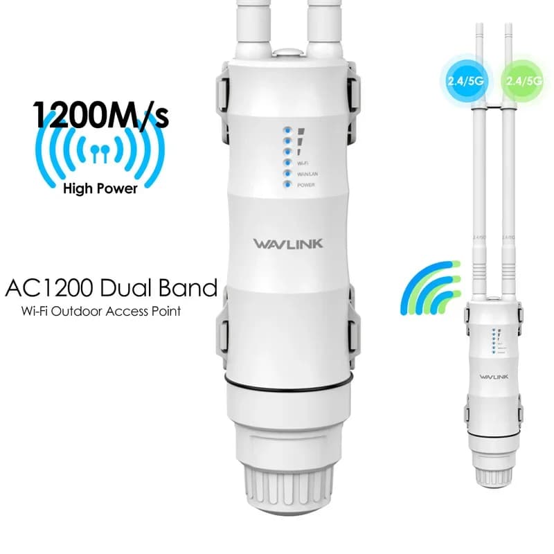 Long Distance AC600 WiFi Booster Outdoor Wireless AP Router Repeater 2.4G 5G Dual Band IP67 Waterproof POE Large Area Outdoor