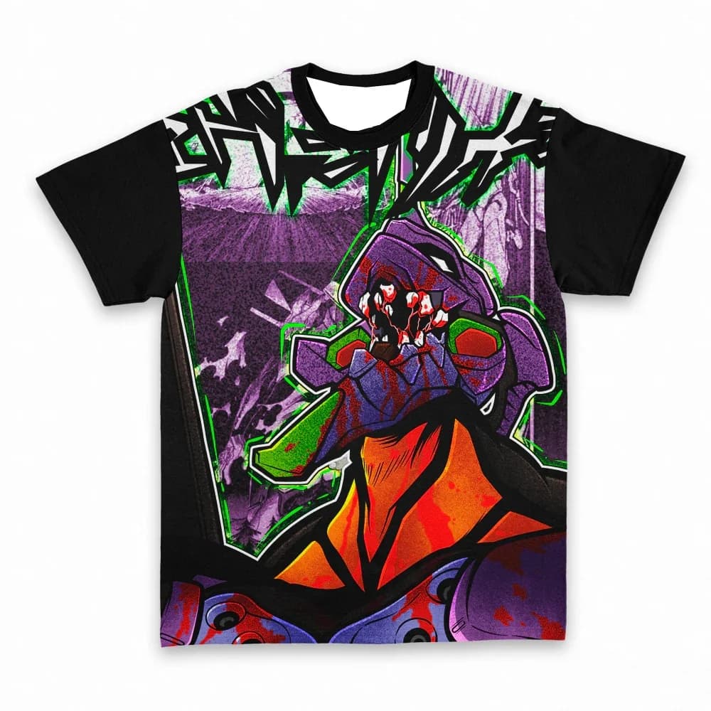 T-shirt Bandai Neon Genesis Evangelion Unit-01 Berserk Mode 2026 - Stampa Anime Mecha, Maglia Casual Oversize Y2K per Bambini/Adulti