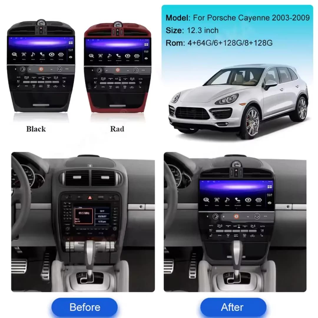 Autoradio Android 14 Per Porsche Cayenne 957/955 2003-2009 Navigazione GPS Auto Schermo Stereo Lettore Multimediale Carplay