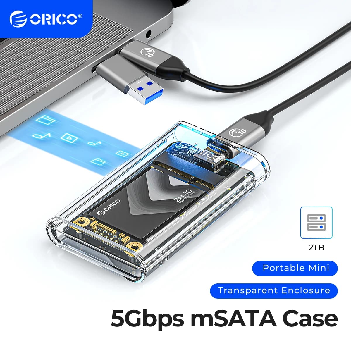 Custodia SSD ORICO mSATA a USB 3.2 Gen1 adattatore per custodia SSD adattatore esterno trasparente 5gbps per mSATA NGFF SSD Samsung