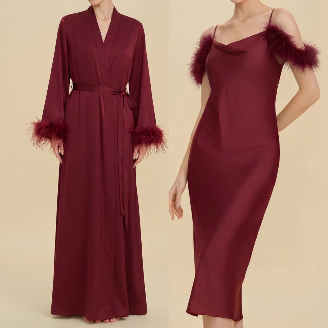 Luxurious Long Plush Stand for Wedding, Stylish Night Shirt for Bride and Damigelle, Sexy Homewear in silky satin, Lingerie and Bathrobe