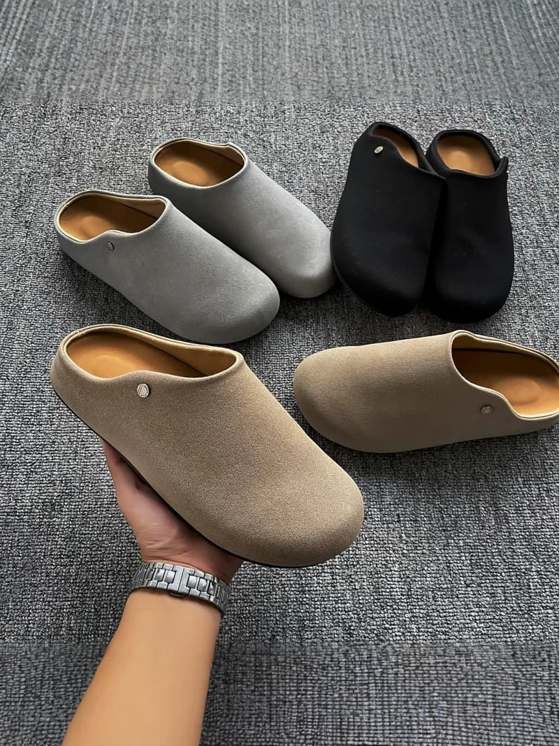 Men's Summer Office Wear Slip-On Mules Soft Bottom Half Slippers Breathable Thick Heel Youth Casual Slip-On Mules