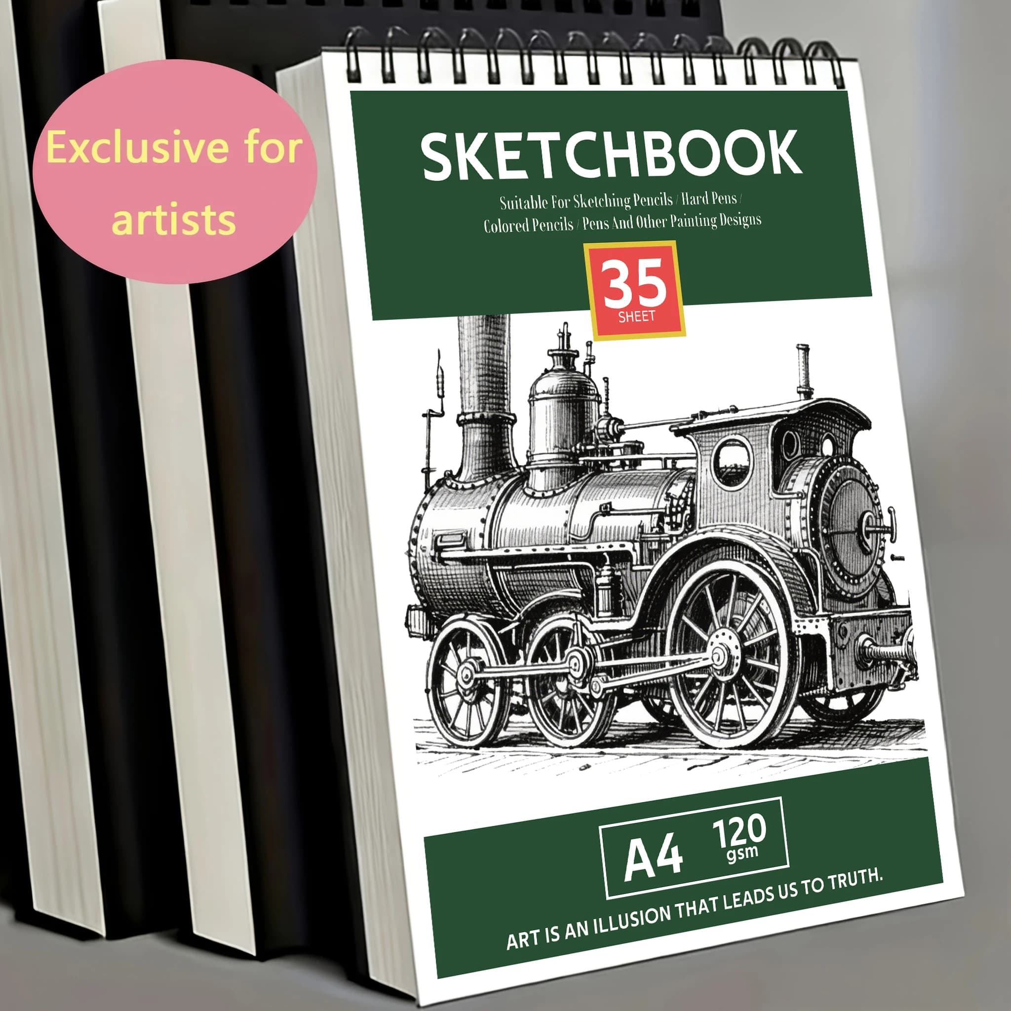 35-Sheet Spiral-Bound Art Sketchbook – 120Gsm Blank Drawing Book | Artist-Exclusive Pad for Sketching Pencils/Colored Pens | Micro