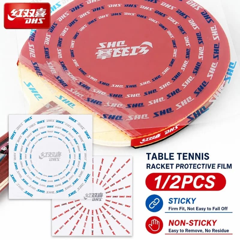 1/2 pcs DHS Table Tennis Racket Sticky/ Non-sticky Protective Film Transparent Ping Pong Bat Rubber Protector Covers Accessories