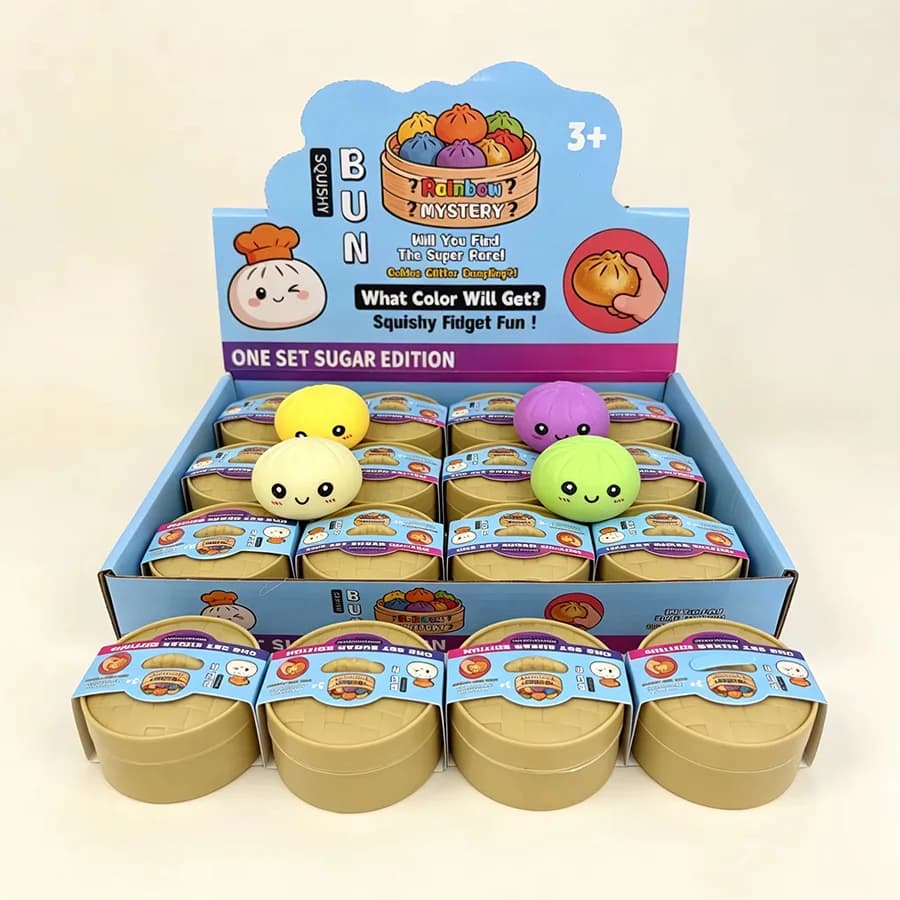 Hot-Selling colorful Realistic Steamed Bun Squishy Blind Box, 1-6 Pieces Set, Includes Dumplings, Tactile Squeeze Toy