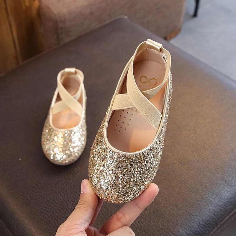 Girls' Dancers Girls' Shoes Glitter Kids Shoes Gold Bling Princess Performnce 5-12 years Kids Shoes CSH1173