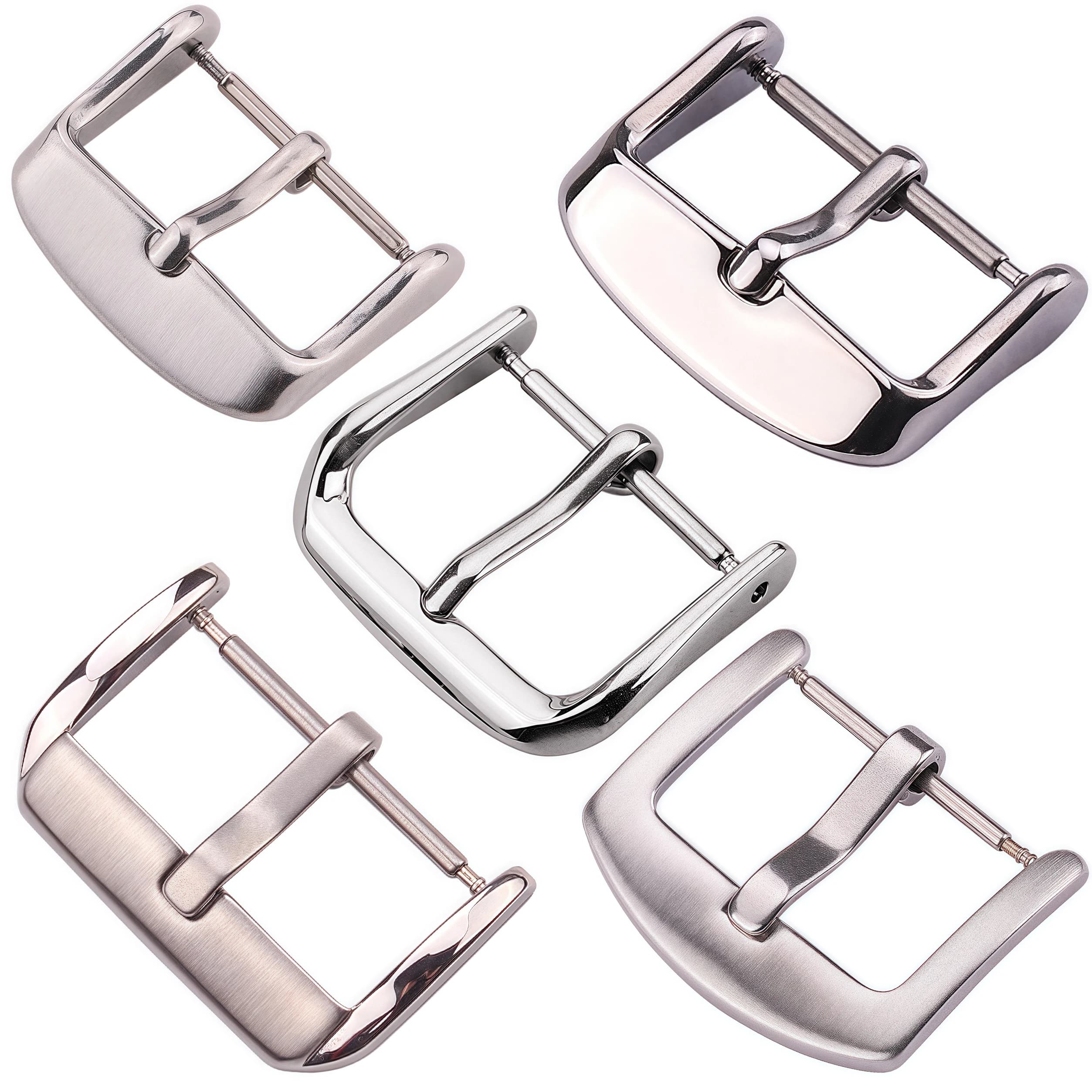 Multi Style Stainless Steel Watch Buckle 16‐24mm Silver Replacement Clasp for Men's Watch Strap
