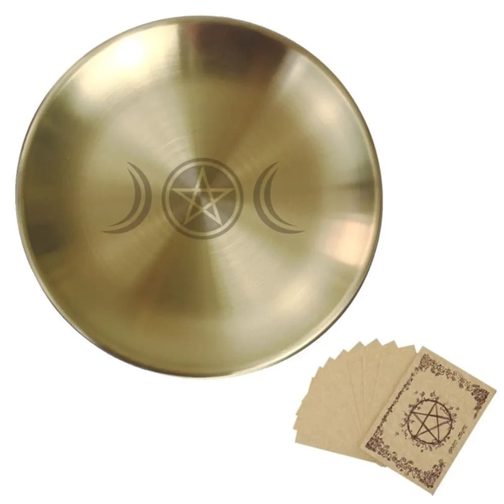 Pentagram Ritual Altar Support for Burning Stainless Steel Plate Durable Bowl for Altar 14 Centimeters Multipurpose Wallet Ritual Altar