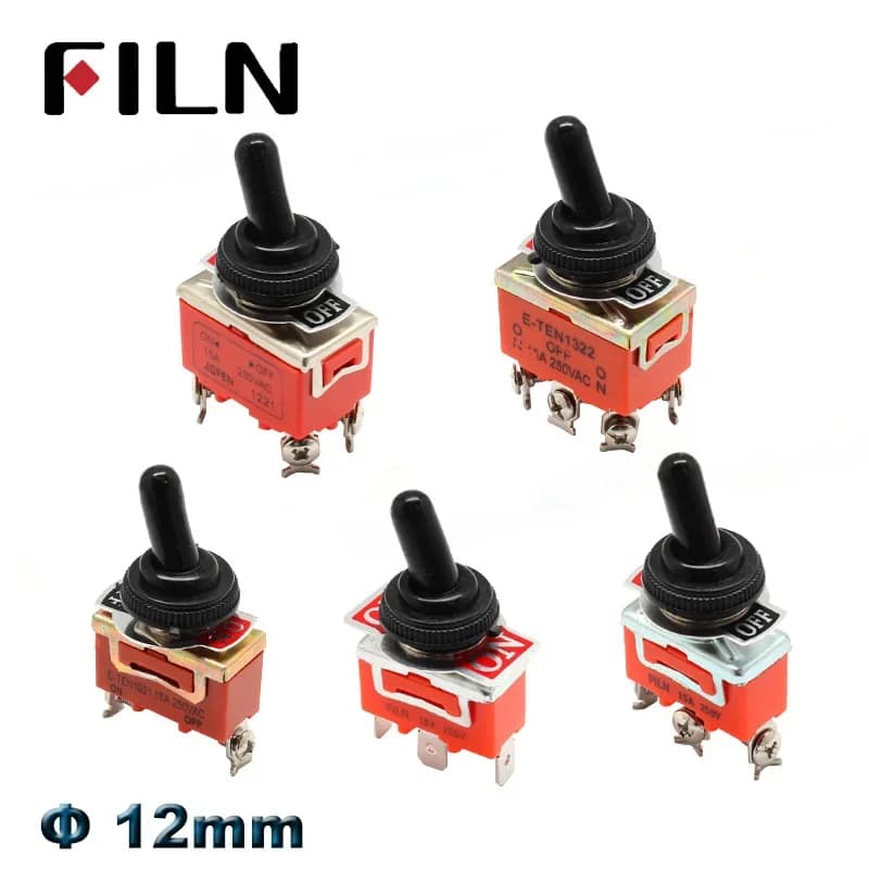FILN 15A 250V Miniature lever switches on Off SPST SPDT DPDT Power Rocker Waterproof Electronic Carpet