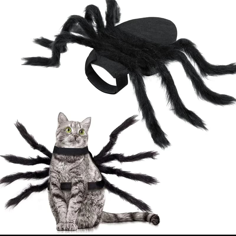 Halloween Pet Spider Costume Harness Creative Spider Transformed Outfit For Small Cats Dogs Furry Spider Leg Pet Cosplay Vest
