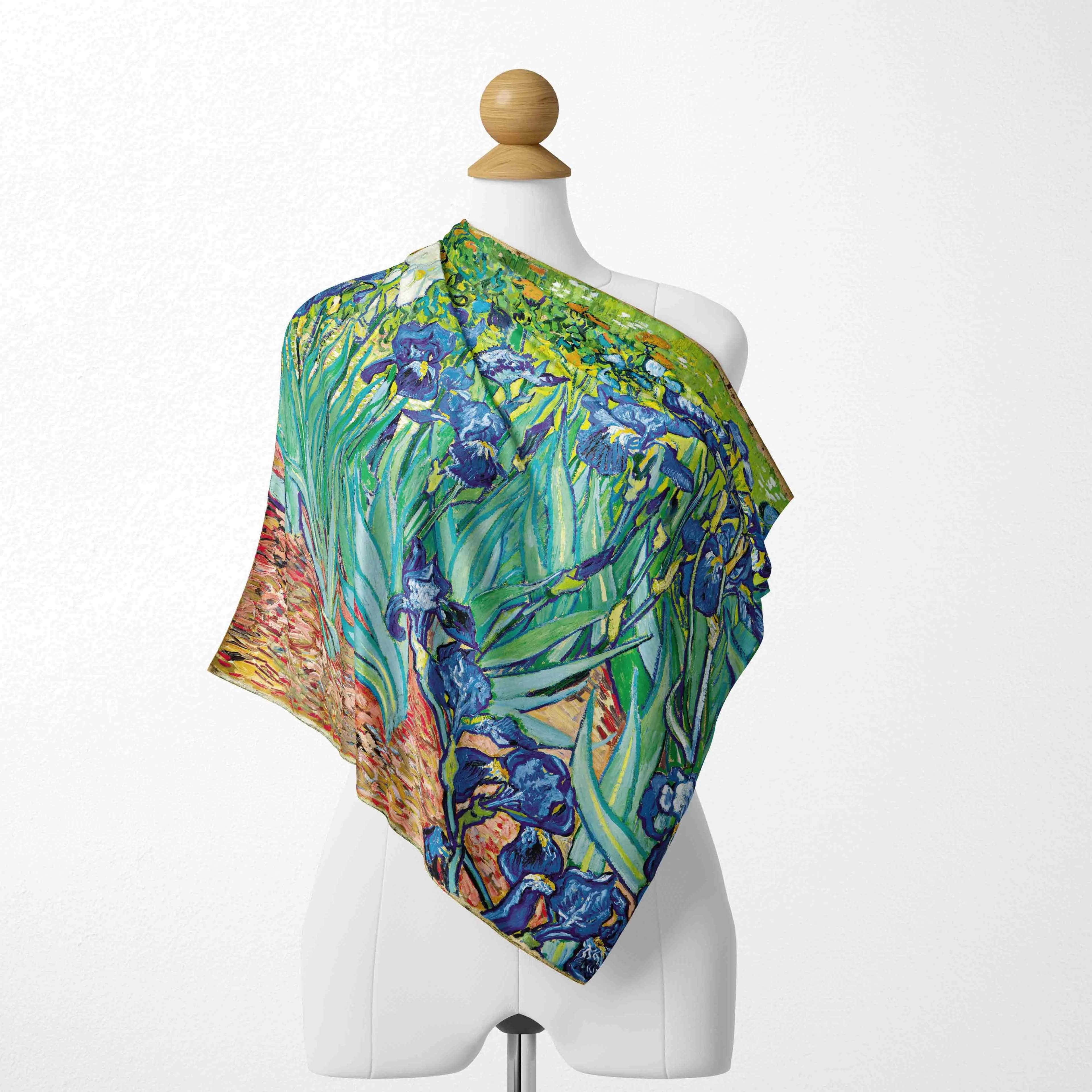 70 CM * 70 CM Van Gogh Pittura A Olio Sciarpe di Moda per Le Donne Stampa Raso di Seta Sciarpa Hijab Femminile di Lusso di Marca Scialle Quadrato Sciarpe