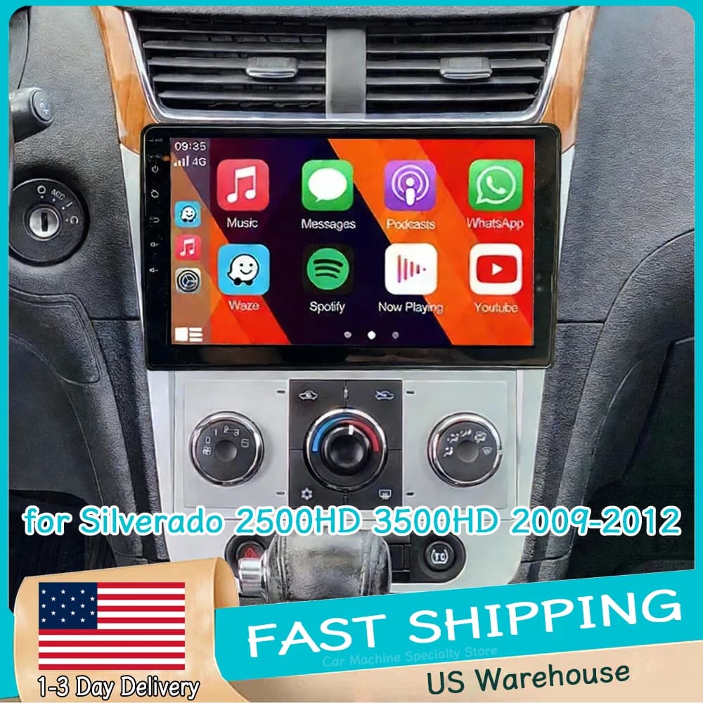 Autoradio GPS 4+64G 10'' per GMC Chevy Silverado 2500HD 3500HD 2009-2012 Android15 con Carplay Android Auto FM/RDS